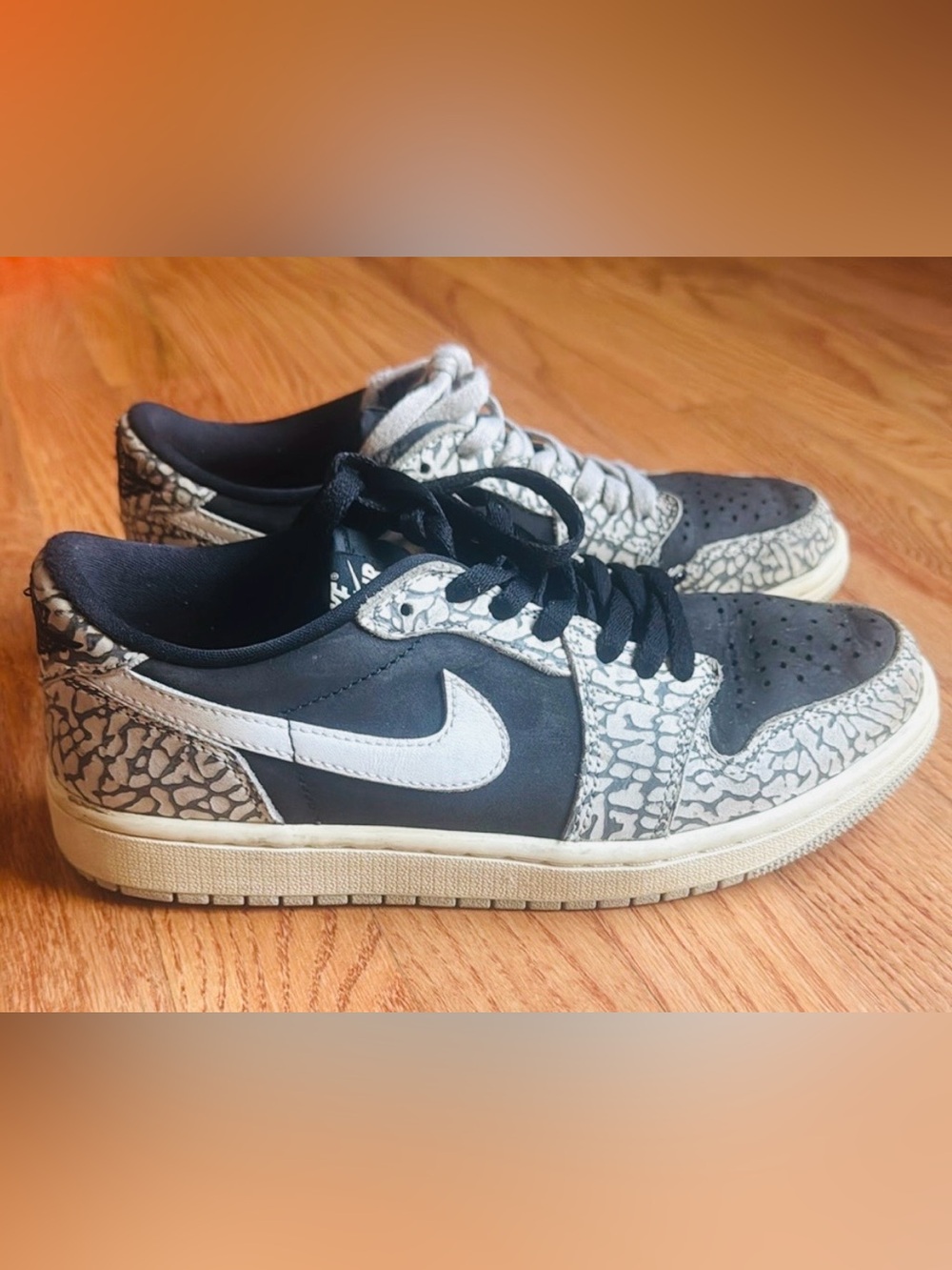 Air Jordan 1 Retro Low OG Black Cement Gray Sneakers Shoes CZ0775-001-Womens 7